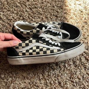 Vans black and white checkered shoes. Mens size 8.5.